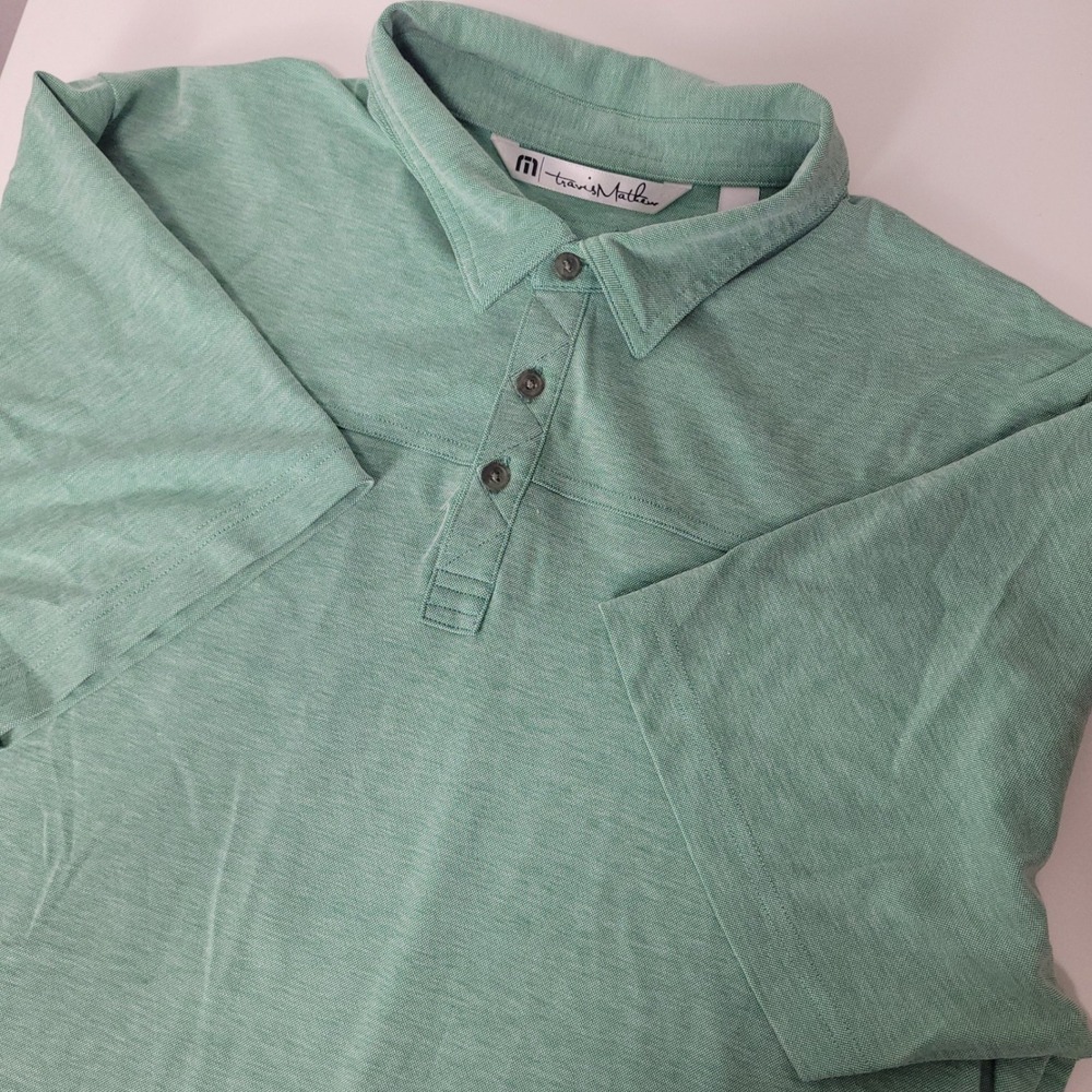 TravisMathew Mens XL Short Sleeve Polo Shirt Green Heathered Golf Top